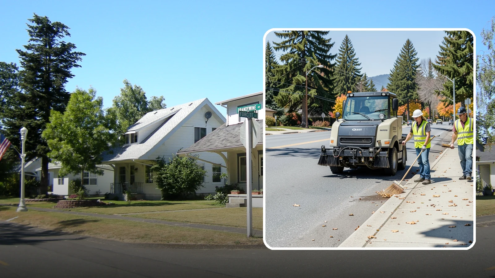 Sidewalk Sweeping in DuPont, Pierce County, WA - Mechanical and walk-behind sweeping of sidewalks, plazas, and pedestrian corridors.