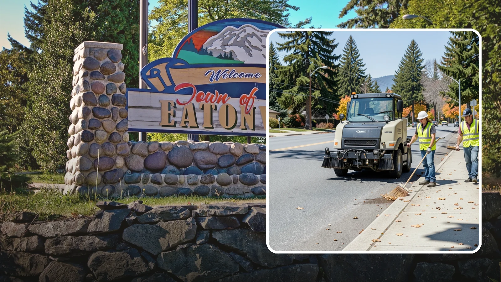 Sidewalk Sweeping in Eatonville, Pierce County, WA - Mechanical and walk-behind sweeping of sidewalks, plazas, and pedestrian corridors.