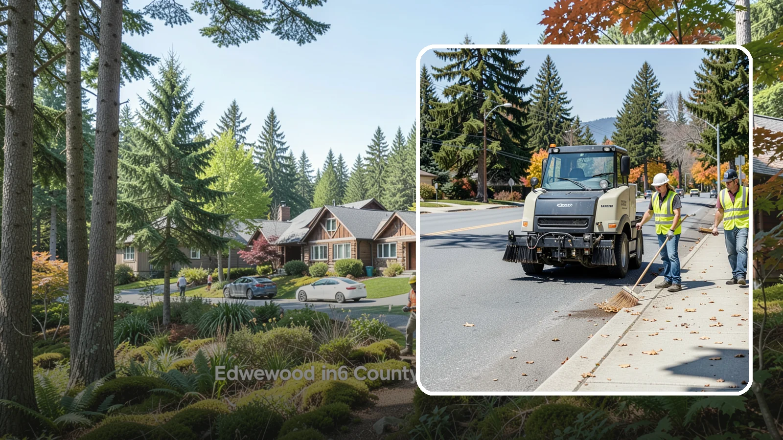 Sidewalk Sweeping in Edgewood, Pierce County, WA - Mechanical and walk-behind sweeping of sidewalks, plazas, and pedestrian corridors.