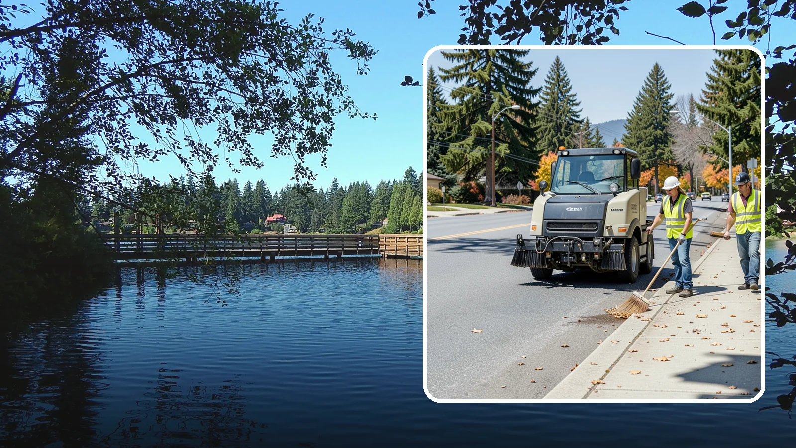 Sidewalk Sweeping in Federal Way, King County, WA - Mechanical and walk-behind sweeping of sidewalks, plazas, and pedestrian corridors.