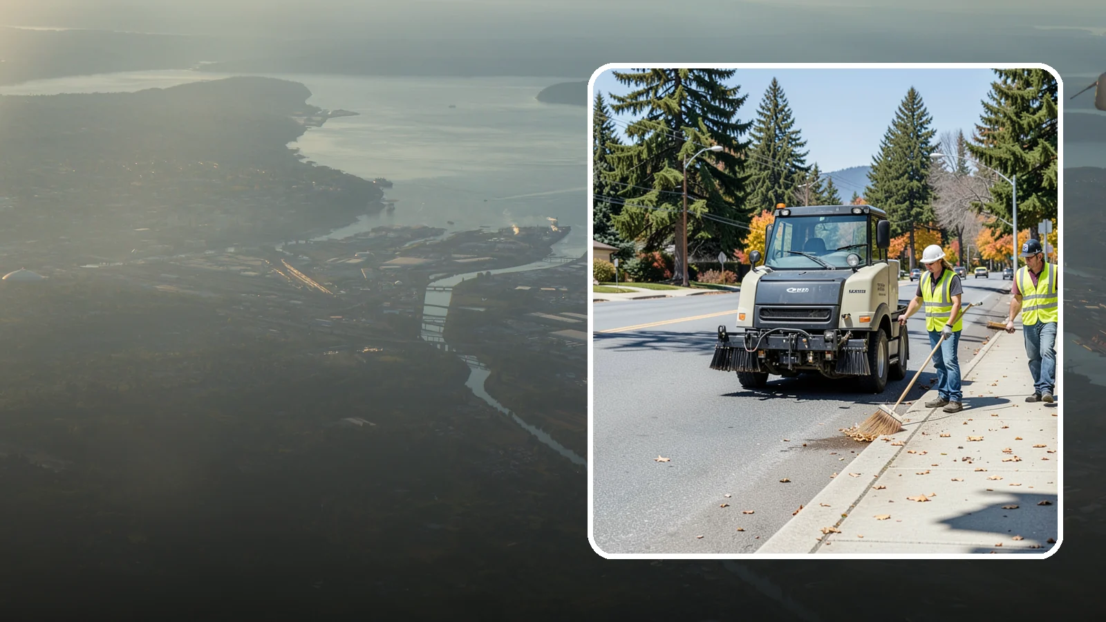 Sidewalk Sweeping in Fife, Pierce County, WA - Mechanical and walk-behind sweeping of sidewalks, plazas, and pedestrian corridors.