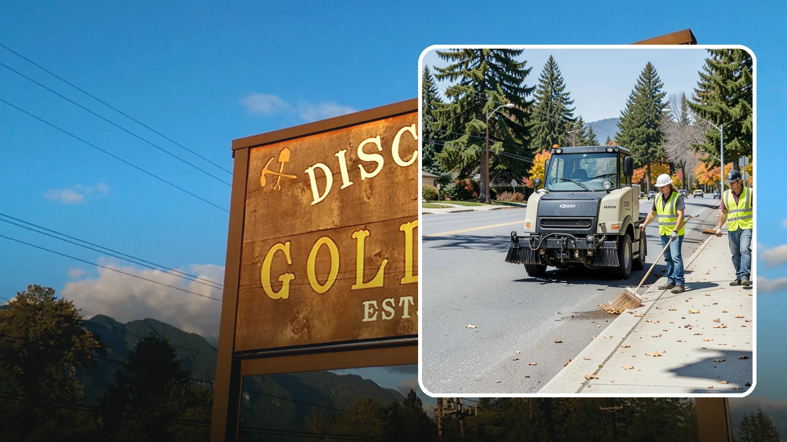 Sidewalk Sweeping in Gold Bar, Snohomish County, WA - Mechanical and walk-behind sweeping of sidewalks, plazas, and pedestrian corridors.
