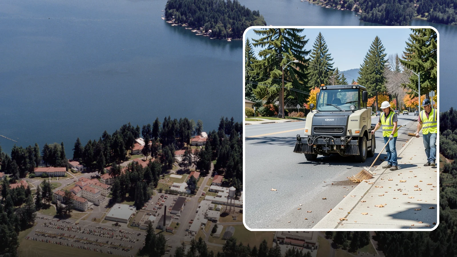 Sidewalk Sweeping in Lakewood, Pierce County, WA - Mechanical and walk-behind sweeping of sidewalks, plazas, and pedestrian corridors.
