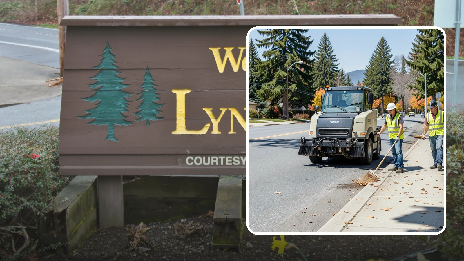Sidewalk Sweeping in Lynnwood, Snohomish County, WA - Mechanical and walk-behind sweeping of sidewalks, plazas, and pedestrian corridors.
