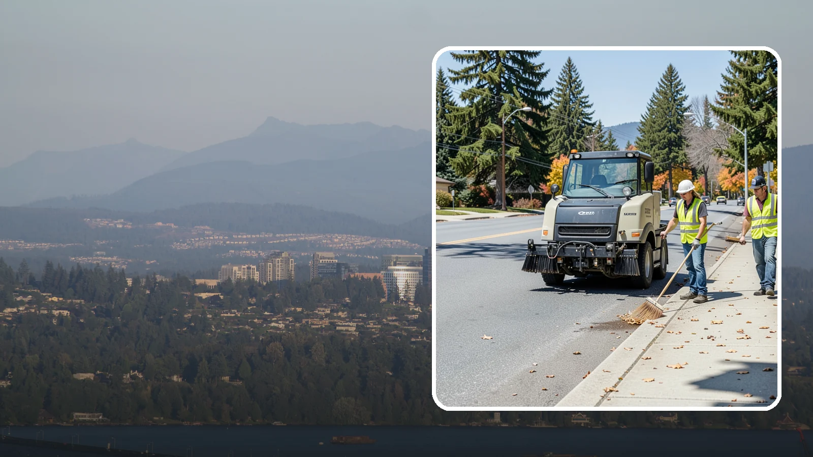 Sidewalk Sweeping in Medina, King County, WA - Mechanical and walk-behind sweeping of sidewalks, plazas, and pedestrian corridors.