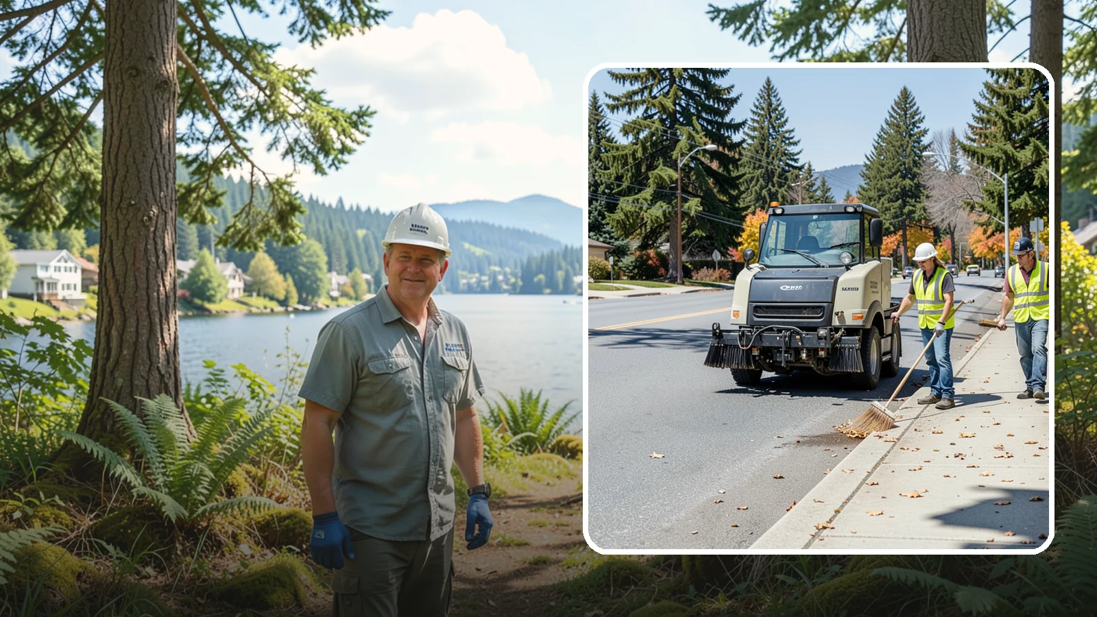 Sidewalk Sweeping in Milton, King County, WA - Mechanical and walk-behind sweeping of sidewalks, plazas, and pedestrian corridors.