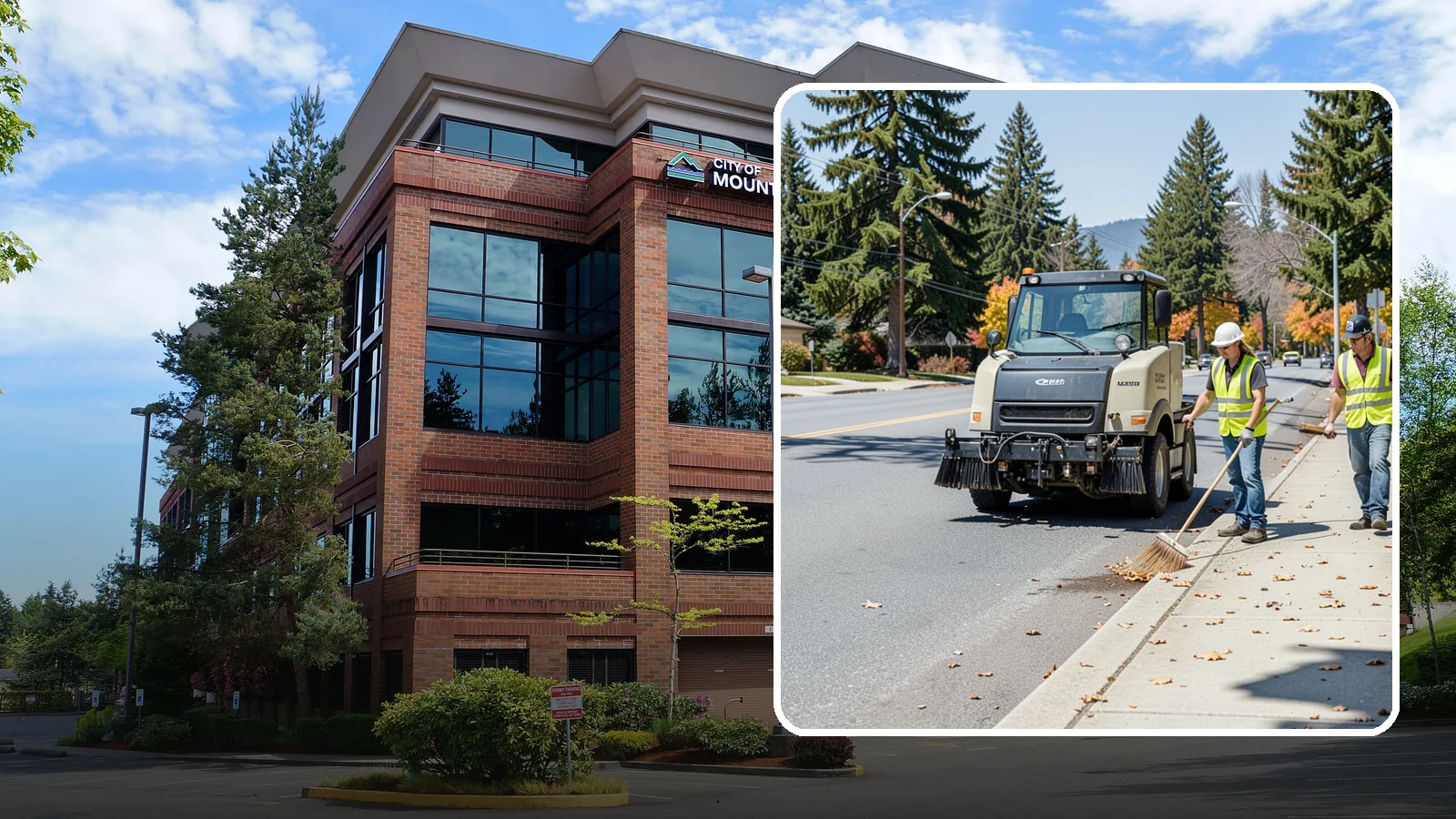 Sidewalk Sweeping in Mountlake Terrace, Snohomish County, WA - Mechanical and walk-behind sweeping of sidewalks, plazas, and pedestrian corridors.