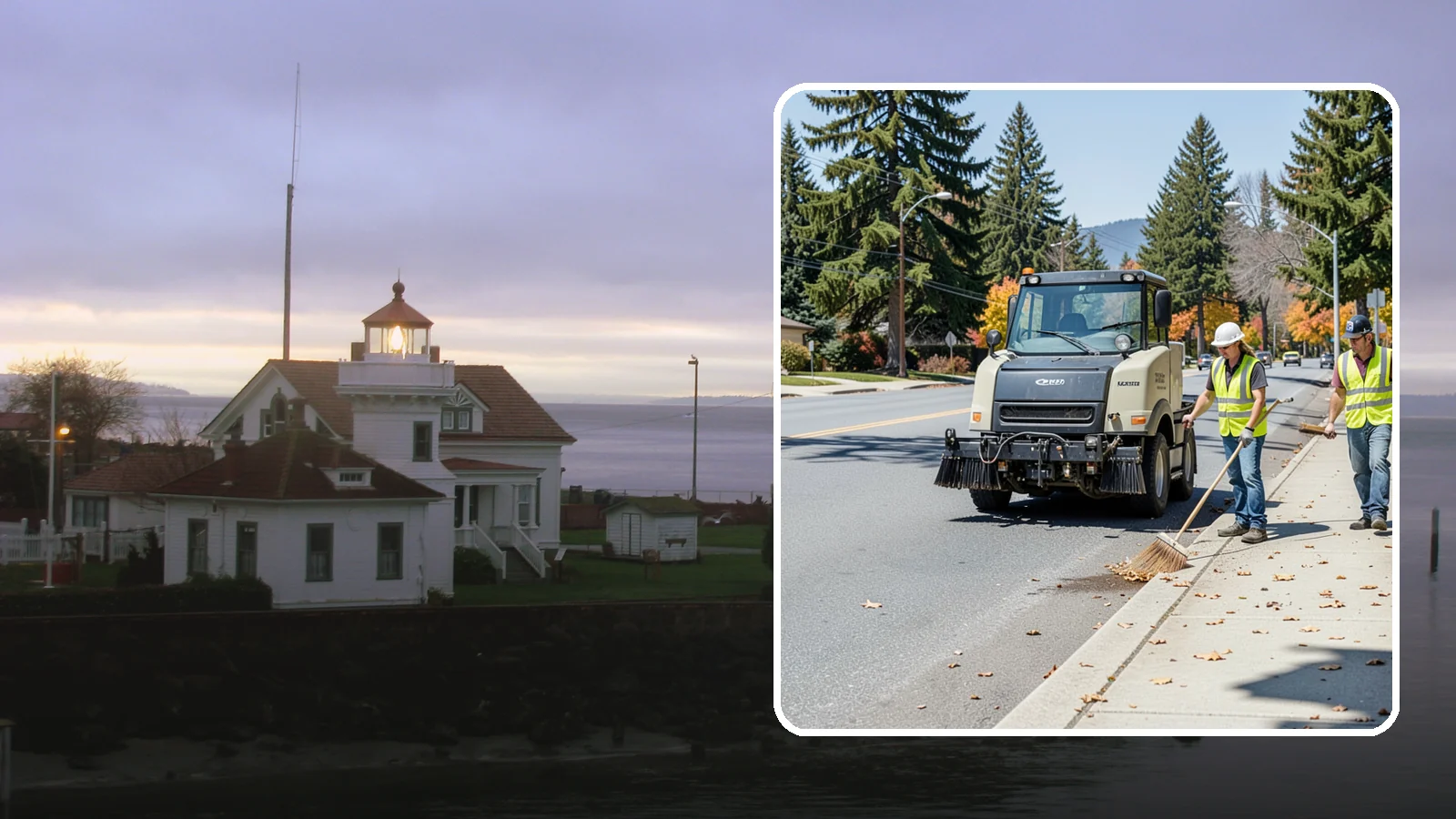 Sidewalk Sweeping in Mukilteo, Snohomish County, WA - Mechanical and walk-behind sweeping of sidewalks, plazas, and pedestrian corridors.