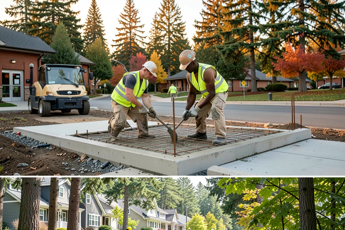 Sidewalk Sweeping in Normandy Park, King County, WA - Sidewalk sweeping steps up during fall leaf drop and after downtown events and markets.