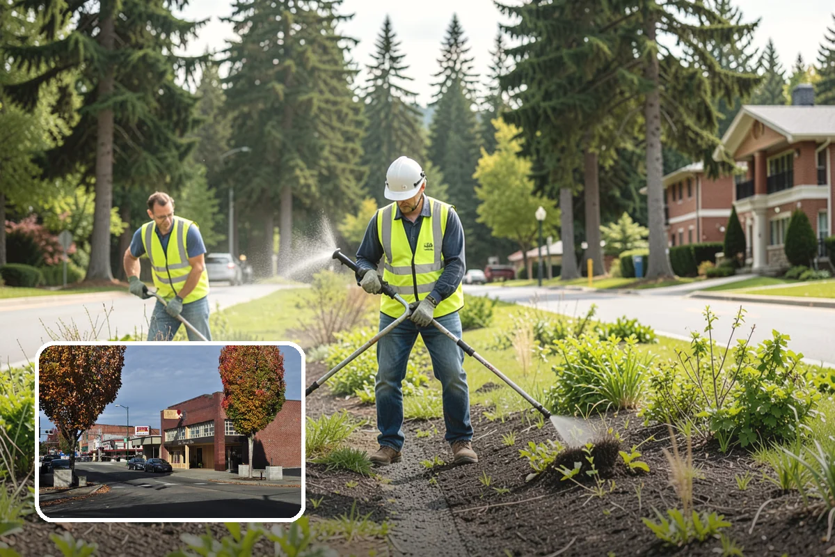 Sidewalk Sweeping in Puyallup, Pierce County, WA - Compact equipment for tight spaces