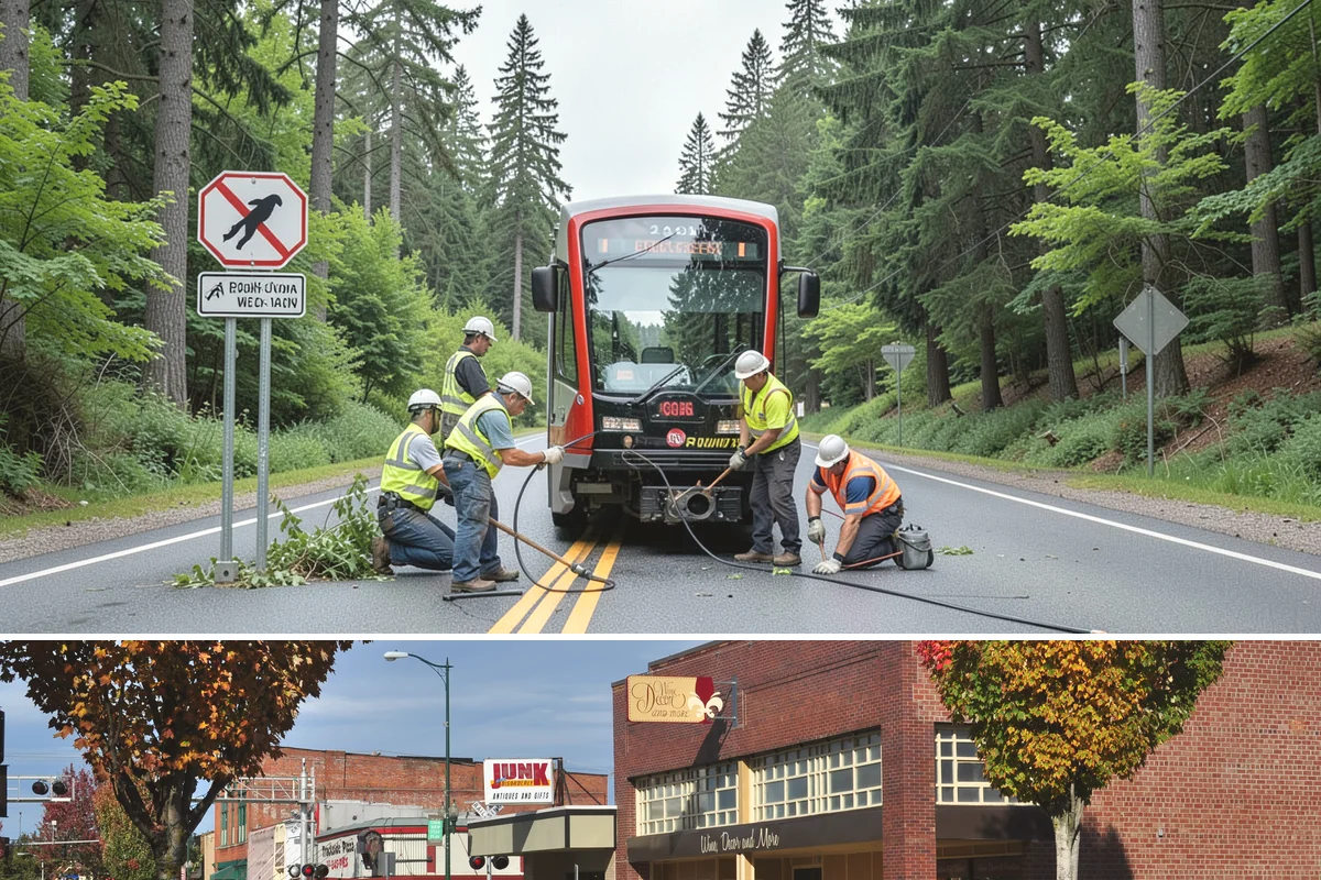 Sidewalk Sweeping in Puyallup, Pierce County, WA - Sidewalk sweeping steps up during fall leaf drop and after downtown events and markets.