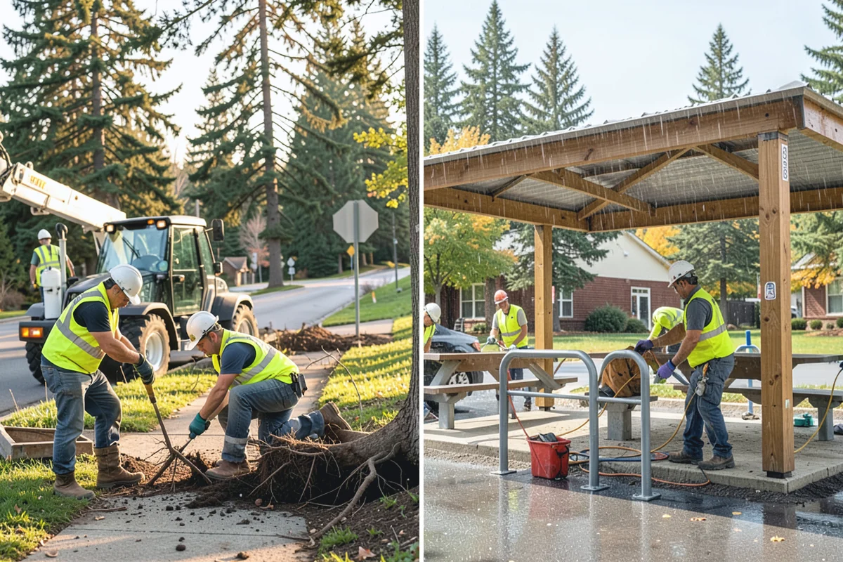Sidewalk Sweeping in Roy, Pierce County, WA - Map sidewalk and plaza routes