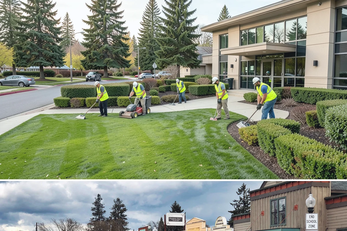 Sidewalk Sweeping in Roy, Pierce County, WA - Sidewalk sweeping steps up during fall leaf drop and after downtown events and markets.