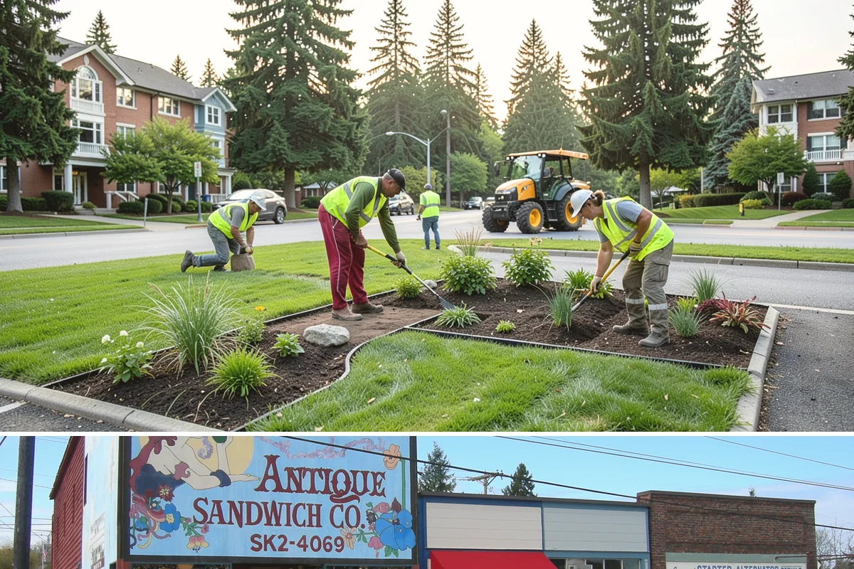 Sidewalk Sweeping in Ruston, Pierce County, WA - Sidewalk sweeping steps up during fall leaf drop and after downtown events and markets.