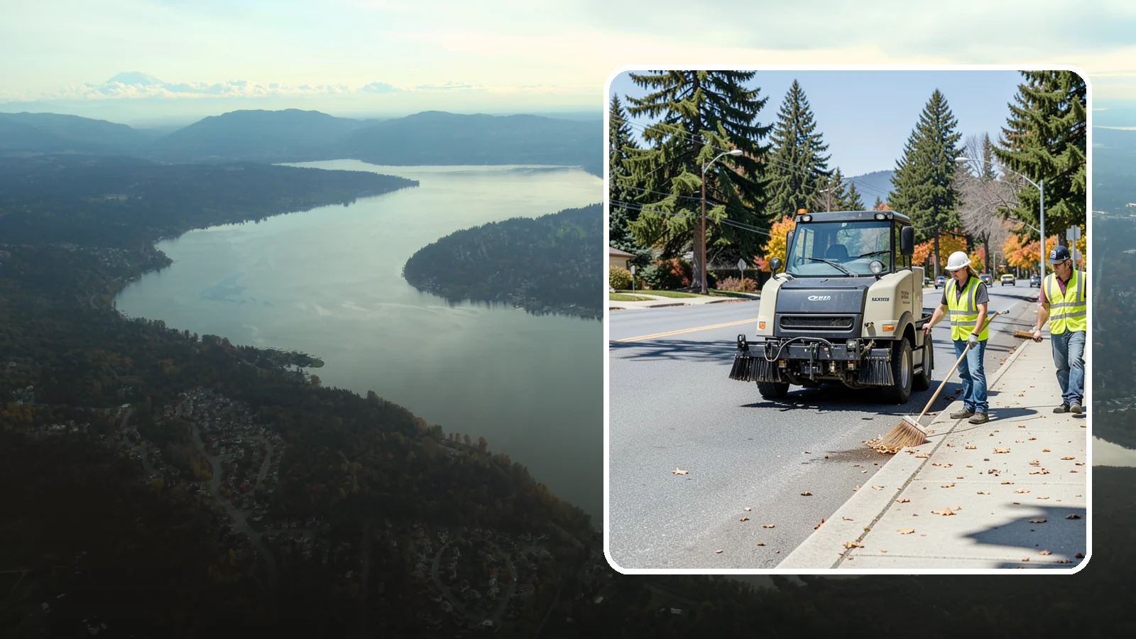 Sidewalk Sweeping in Sammamish, King County, WA - Mechanical and walk-behind sweeping of sidewalks, plazas, and pedestrian corridors.