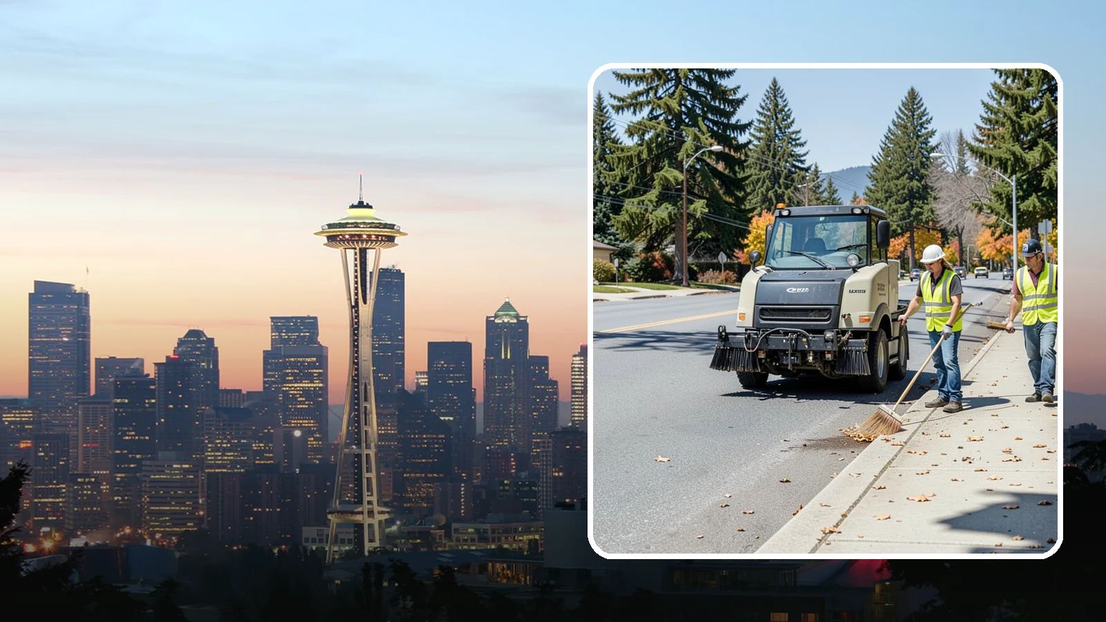 Sidewalk Sweeping in Seattle, King County, WA - Mechanical and walk-behind sweeping of sidewalks, plazas, and pedestrian corridors.