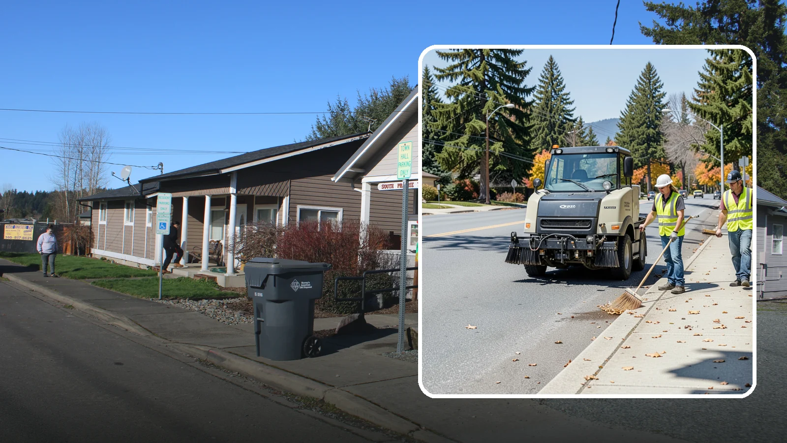 Sidewalk Sweeping in South Prairie, Pierce County, WA - Mechanical and walk-behind sweeping of sidewalks, plazas, and pedestrian corridors.