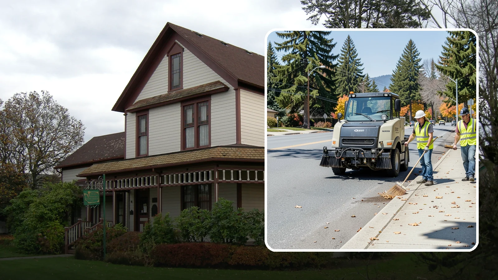 Sidewalk Sweeping in Sumner, Pierce County, WA - Mechanical and walk-behind sweeping of sidewalks, plazas, and pedestrian corridors.