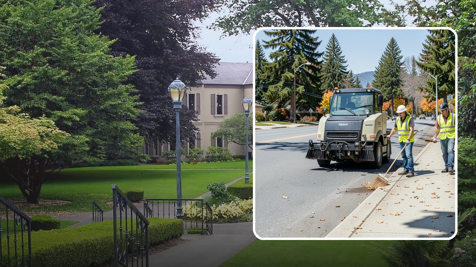 Sidewalk Sweeping in Woodinville, King County, WA - Mechanical and walk-behind sweeping of sidewalks, plazas, and pedestrian corridors.