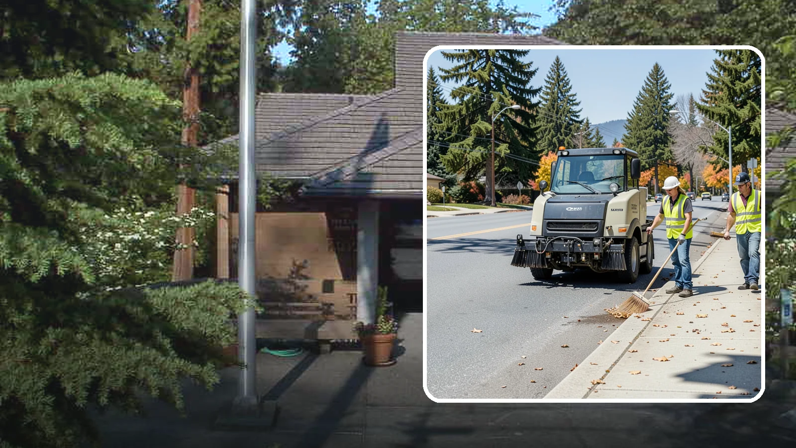 Sidewalk Sweeping in Yarrow Point, King County, WA - Mechanical and walk-behind sweeping of sidewalks, plazas, and pedestrian corridors.