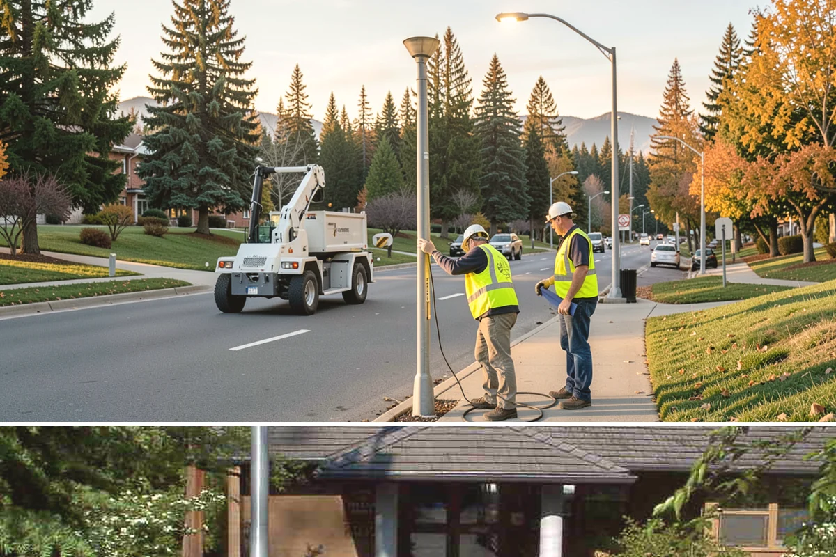 Sidewalk Sweeping in Yarrow Point, King County, WA - Sidewalk sweeping steps up during fall leaf drop and after downtown events and markets.