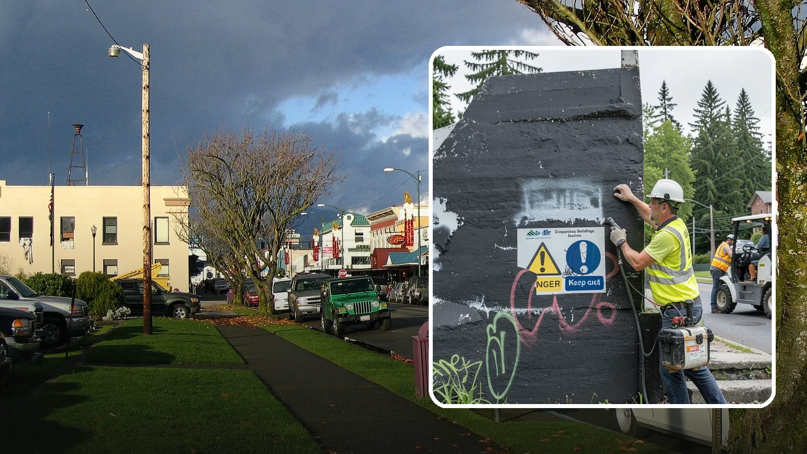 Sign Graffiti Removal in Arlington, Snohomish County, WA - Careful removal of graffiti from traffic, regulatory, and wayfinding signs without harming their reflectivity.