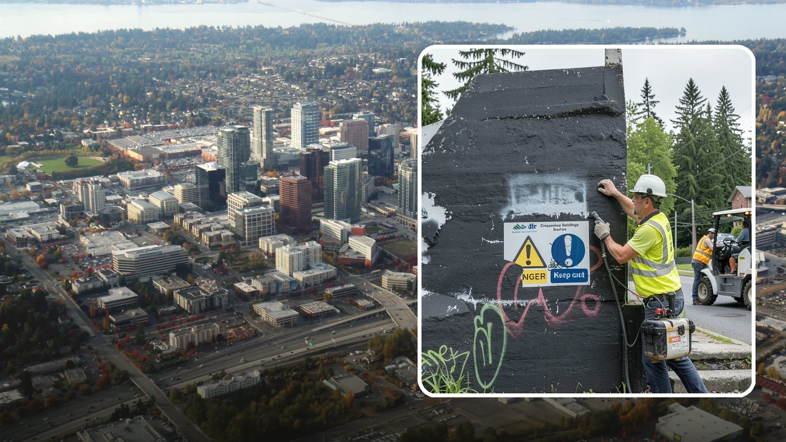 Sign Graffiti Removal in Bellevue, King County, WA - Careful removal of graffiti from traffic, regulatory, and wayfinding signs without harming their reflectivity.
