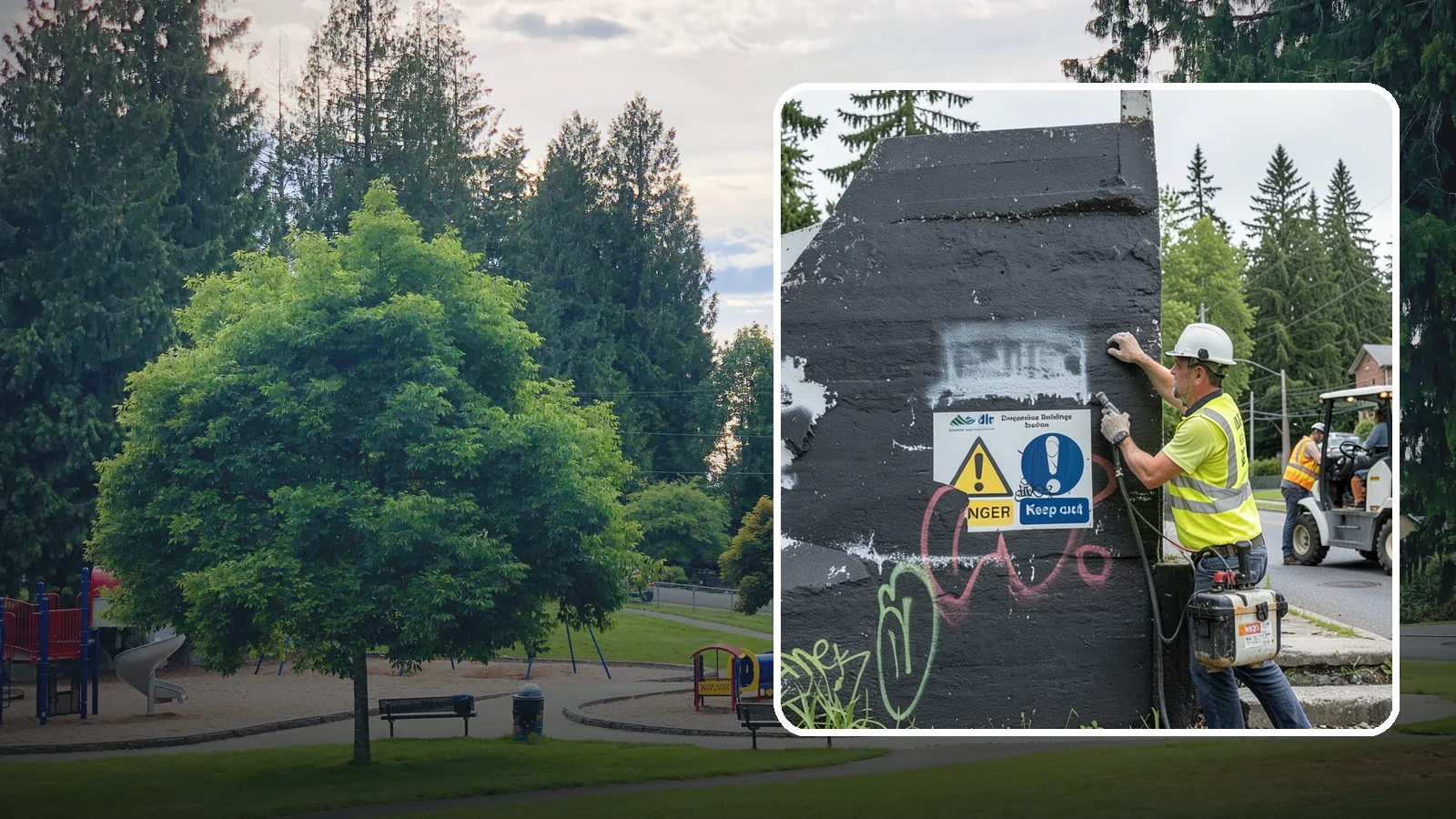 Sign Graffiti Removal in Bonney Lake, Pierce County, WA - Careful removal of graffiti from traffic, regulatory, and wayfinding signs without harming their reflectivity.
