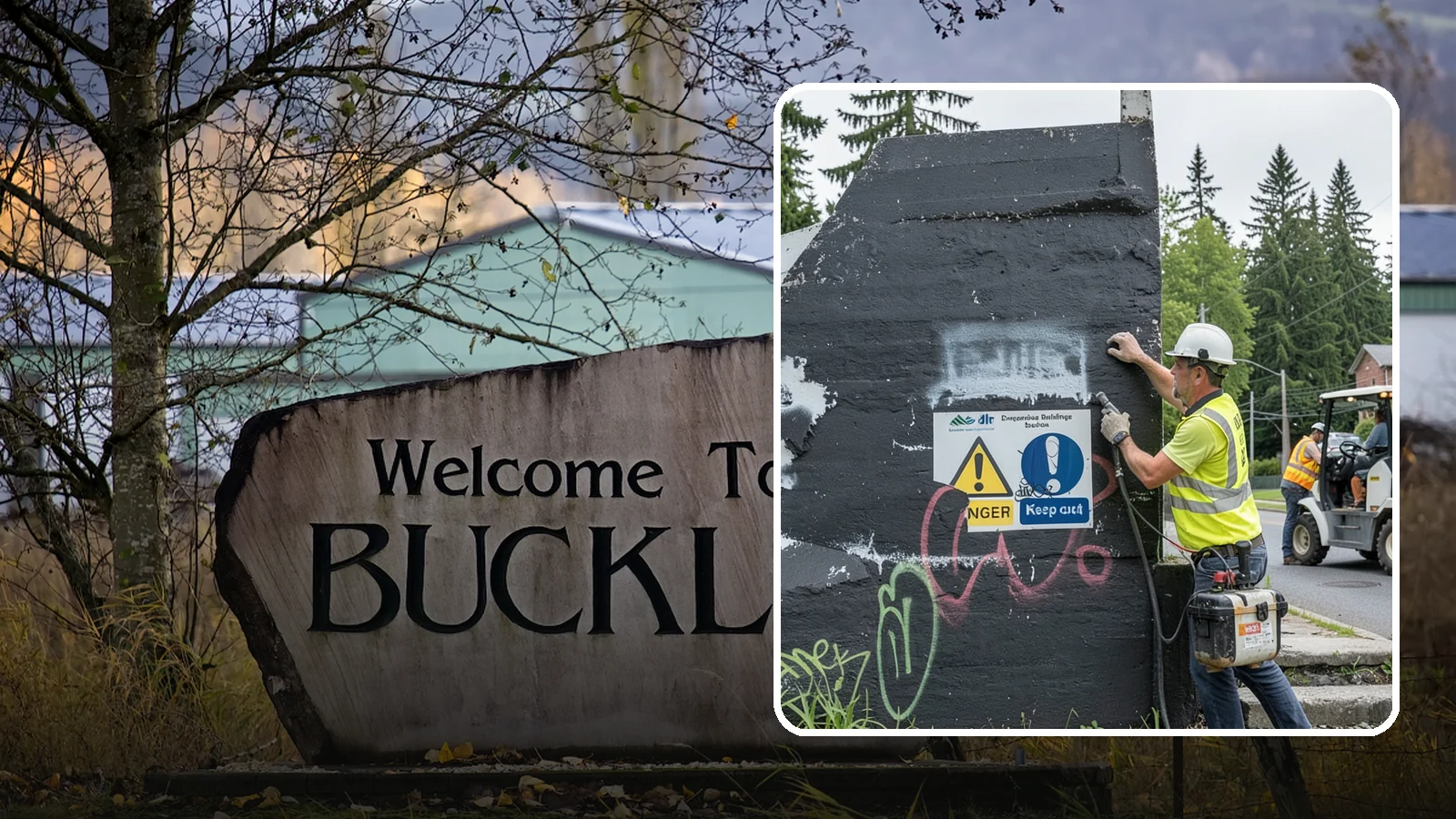 Sign Graffiti Removal in Buckley, Pierce County, WA - Careful removal of graffiti from traffic, regulatory, and wayfinding signs without harming their reflectivity.