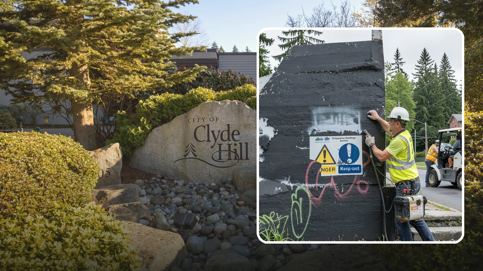 Sign Graffiti Removal in Clyde Hill, King County, WA - Careful removal of graffiti from traffic, regulatory, and wayfinding signs without harming their reflectivity.