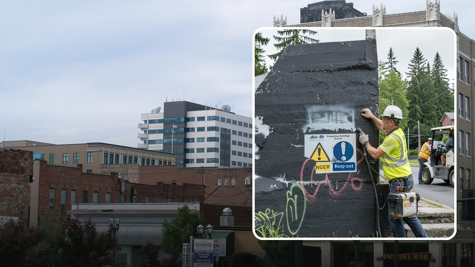 Sign Graffiti Removal in Everett, Snohomish County, WA - Careful removal of graffiti from traffic, regulatory, and wayfinding signs without harming their reflectivity.