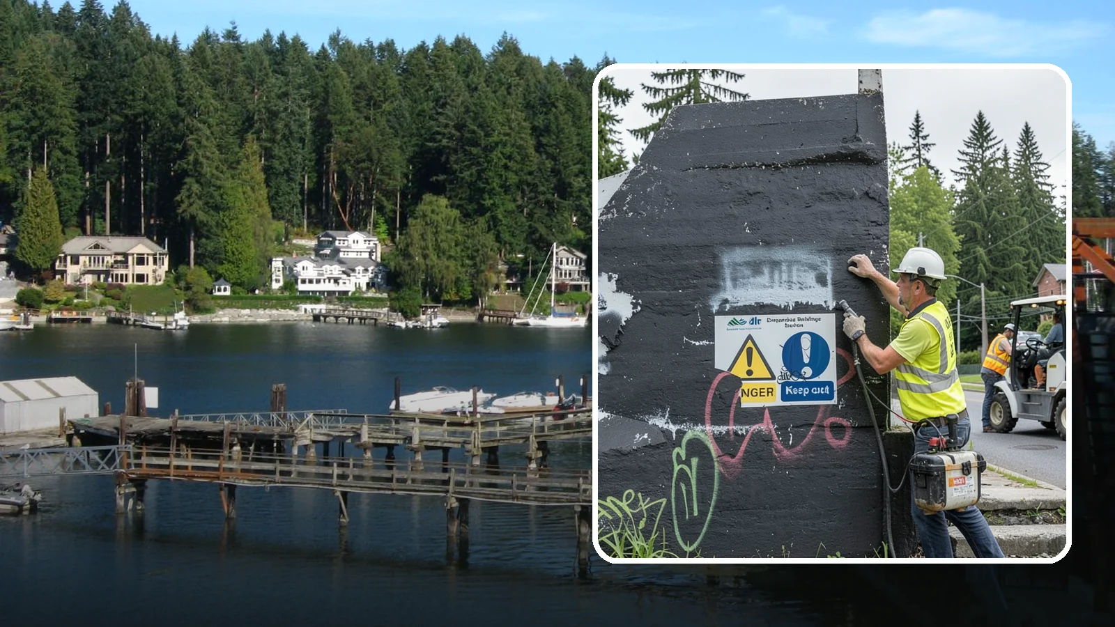 Sign Graffiti Removal in Gig Harbor, Pierce County, WA - Careful removal of graffiti from traffic, regulatory, and wayfinding signs without harming their reflectivity.