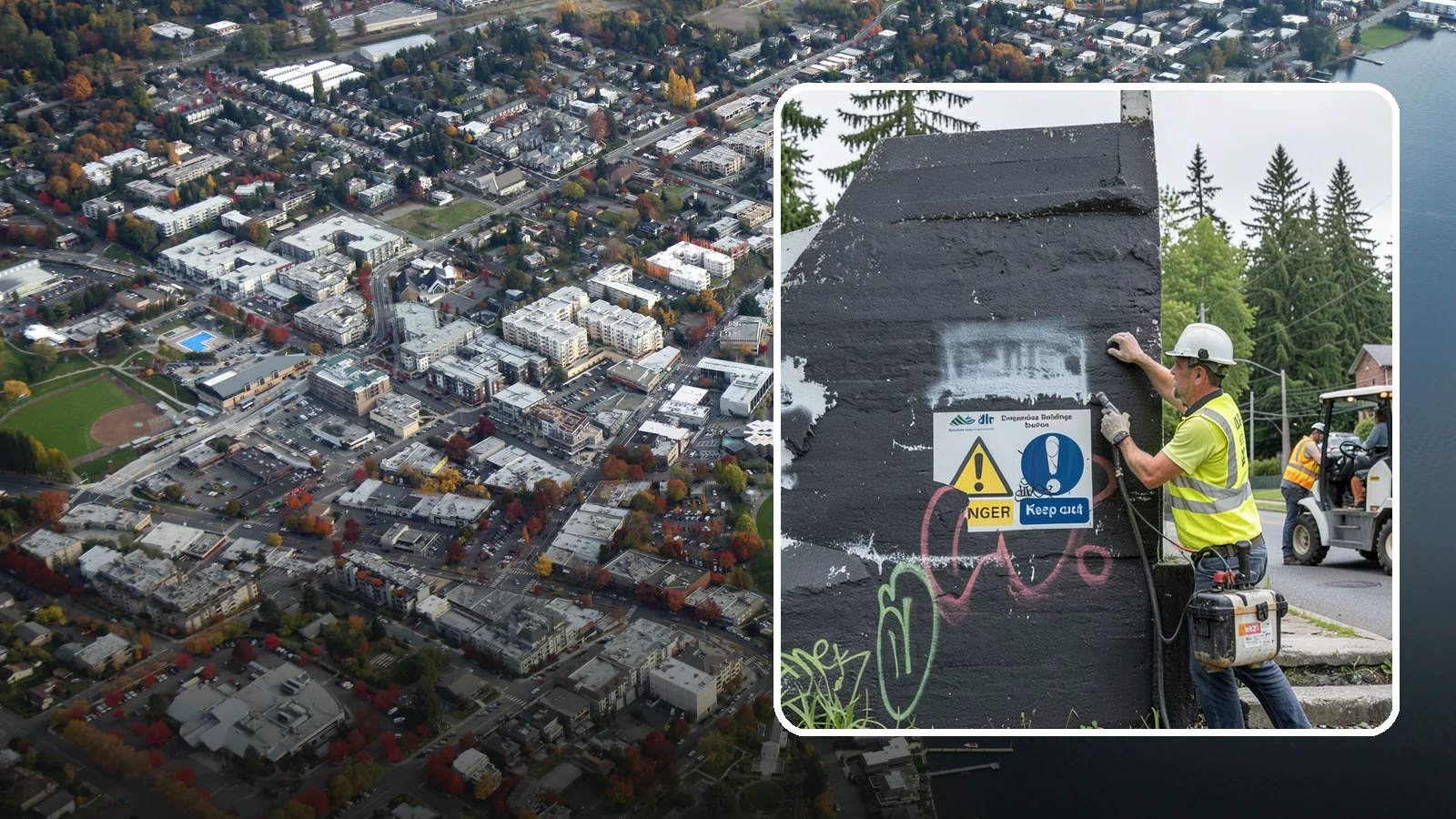 Sign Graffiti Removal in Kirkland, King County, WA - Careful removal of graffiti from traffic, regulatory, and wayfinding signs without harming their reflectivity.