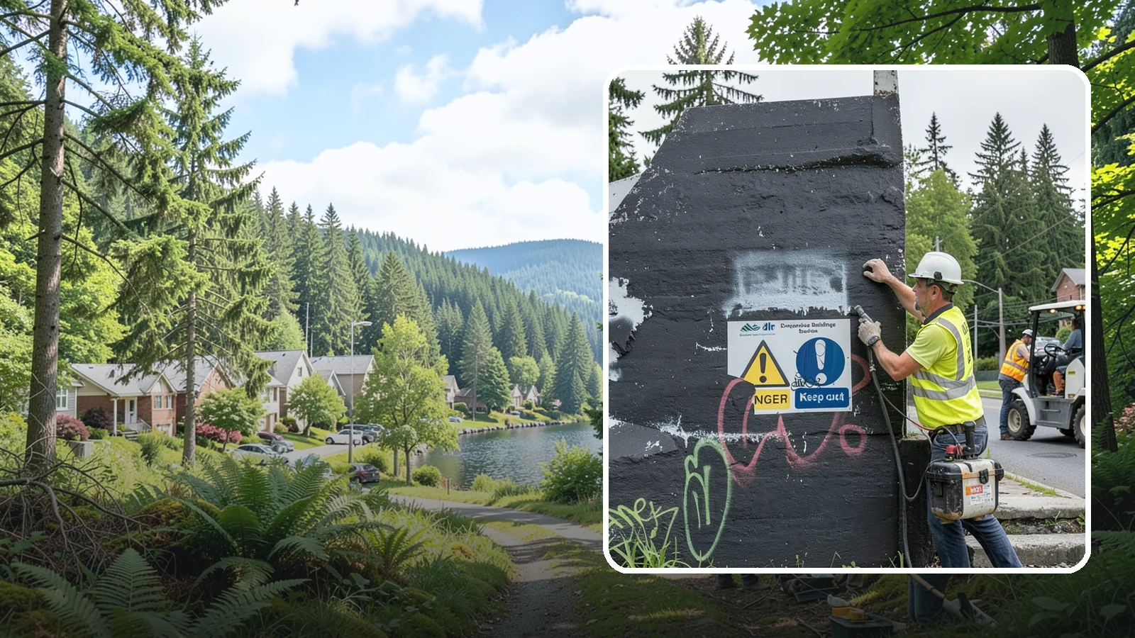Sign Graffiti Removal in Lake Forest Park, King County, WA - Careful removal of graffiti from traffic, regulatory, and wayfinding signs without harming their reflectivity.