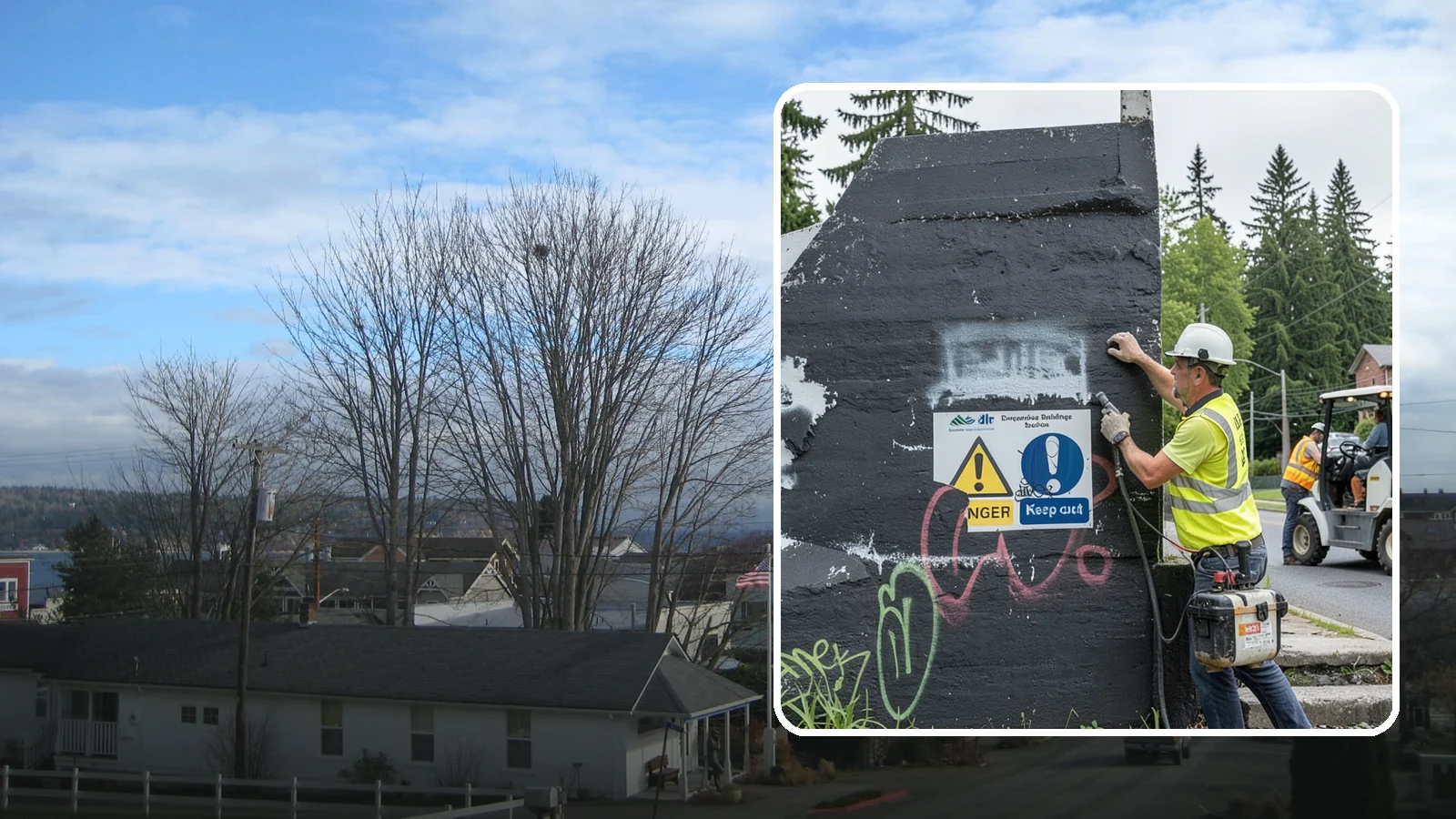 Sign Graffiti Removal in Langley, Island County, WA - Careful removal of graffiti from traffic, regulatory, and wayfinding signs without harming their reflectivity.