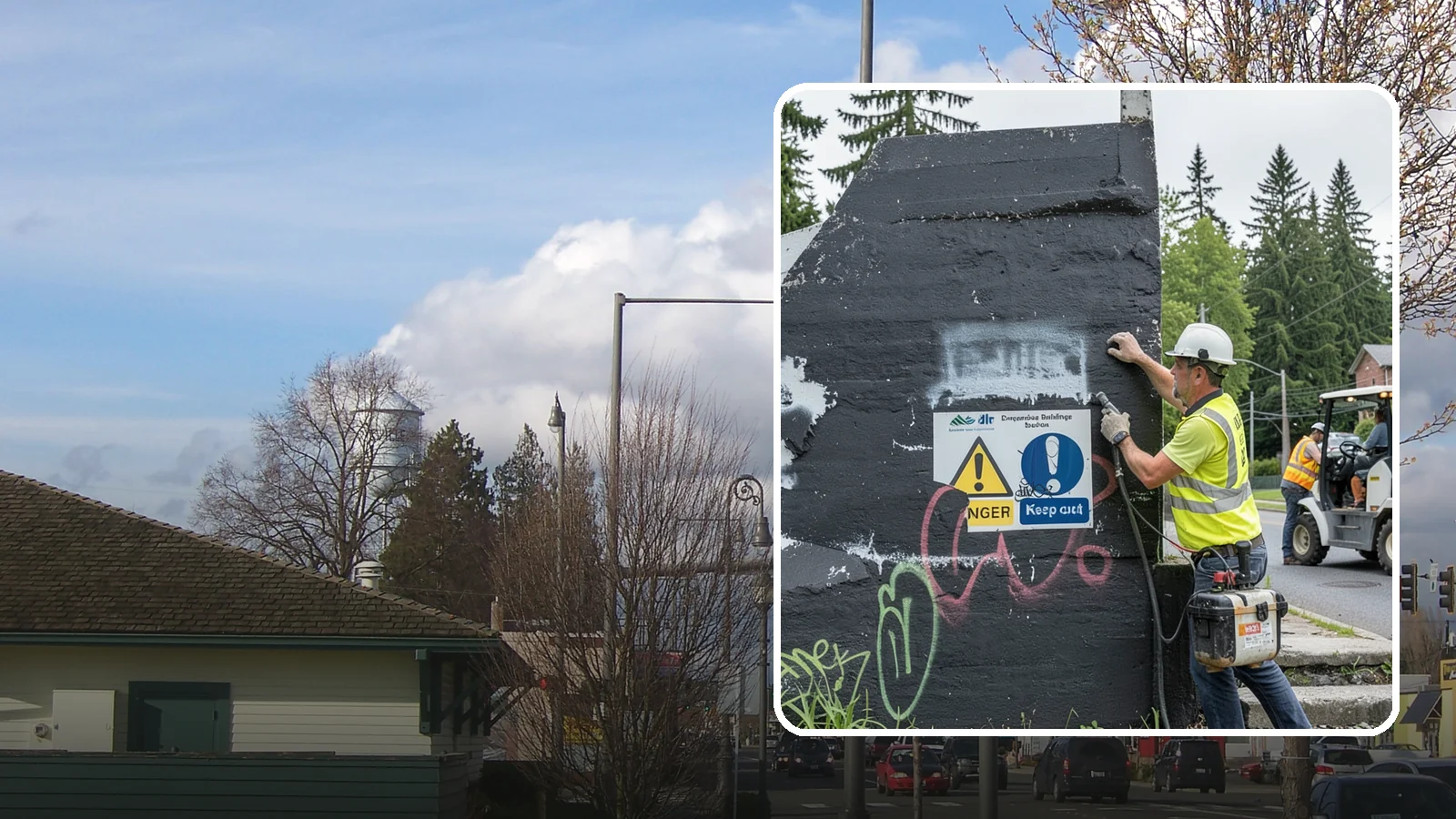 Sign Graffiti Removal in Marysville, Snohomish County, WA - Careful removal of graffiti from traffic, regulatory, and wayfinding signs without harming their reflectivity.