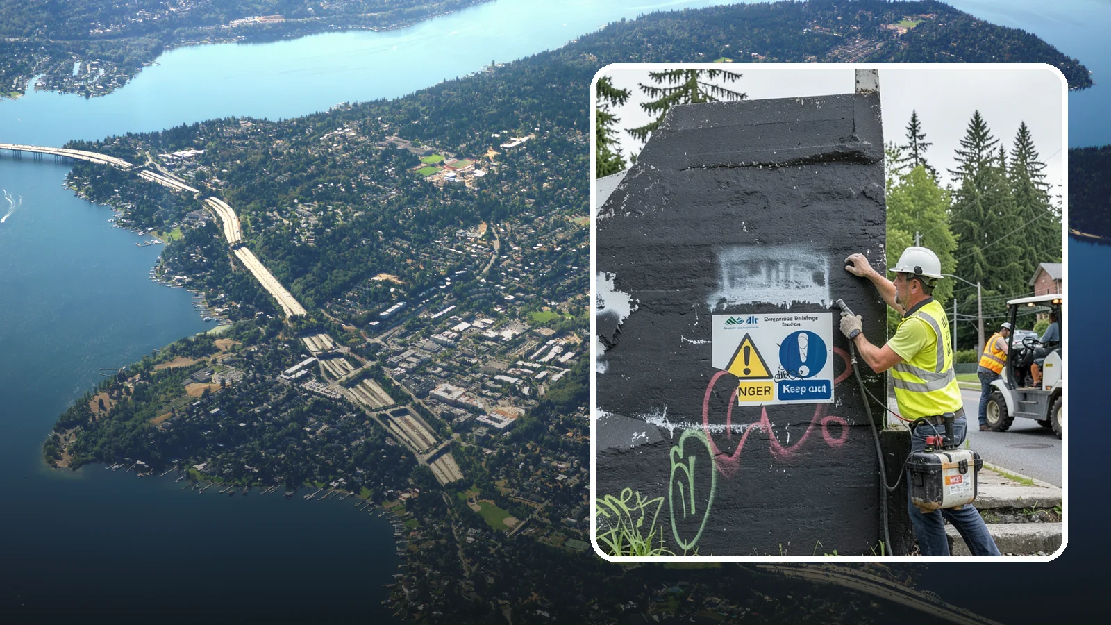 Sign Graffiti Removal in Mercer Island, King County, WA - Careful removal of graffiti from traffic, regulatory, and wayfinding signs without harming their reflectivity.