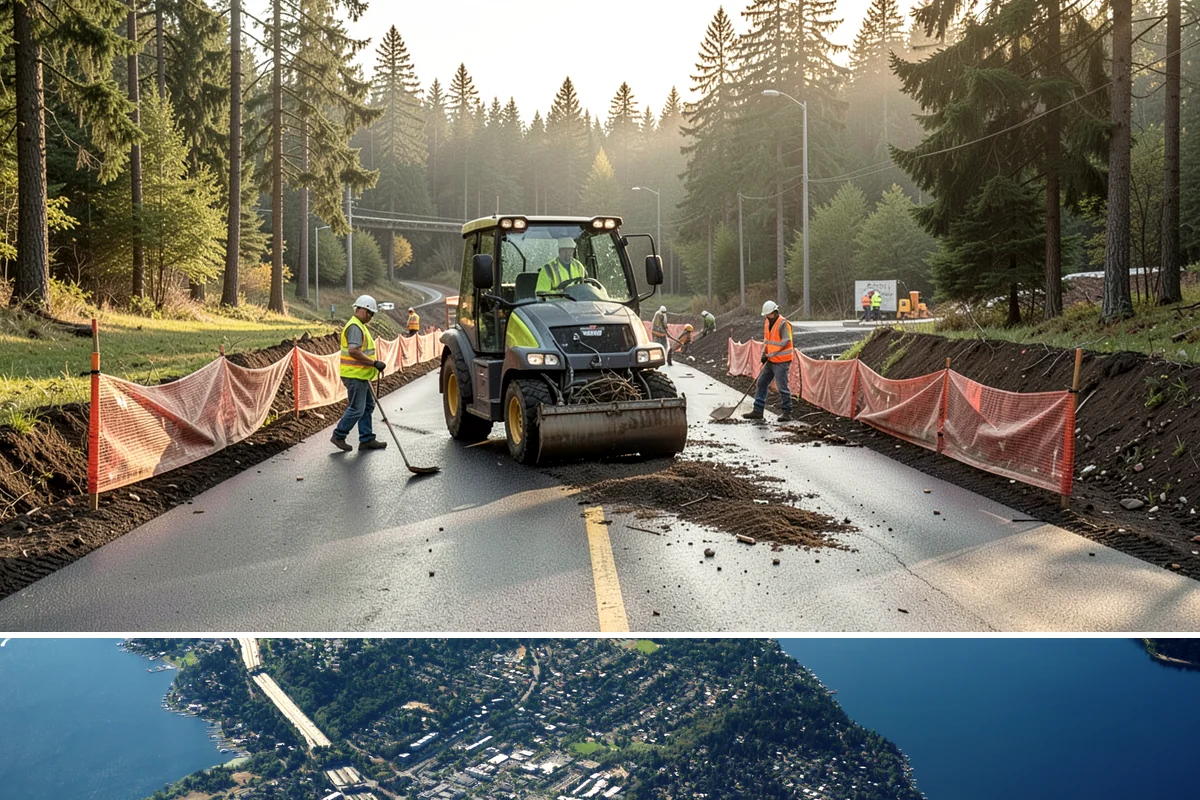Sign Graffiti Removal in Mercer Island, King County, WA - Removal continues throughout the year, with traffic-control setups planned around daylight and lower-volume traffic periods.