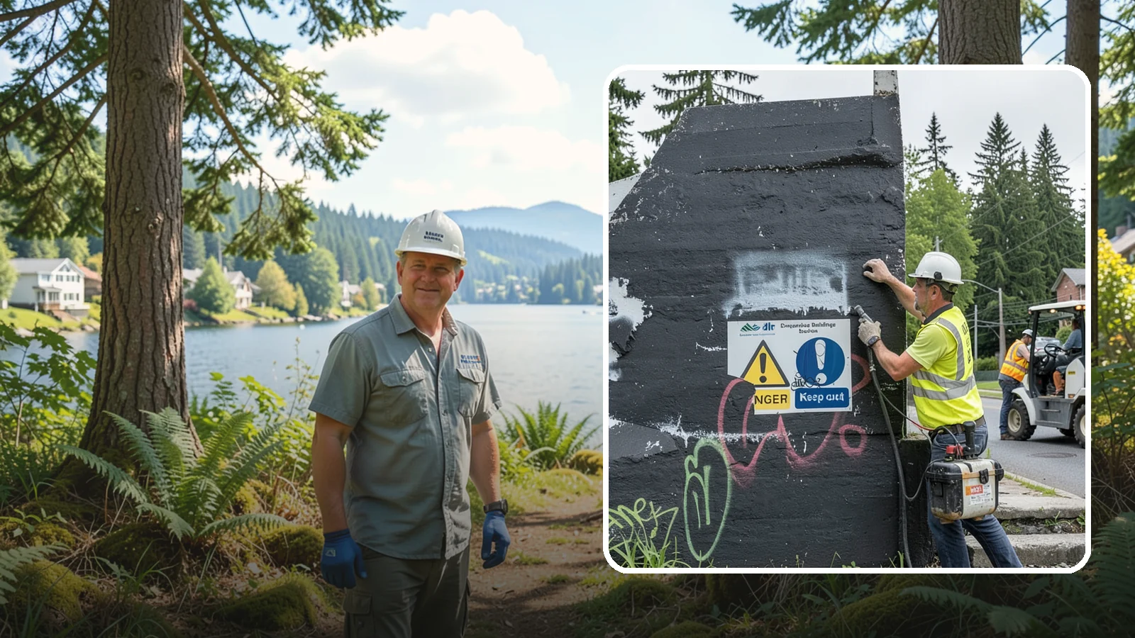 Sign Graffiti Removal in Milton, King County, WA - Careful removal of graffiti from traffic, regulatory, and wayfinding signs without harming their reflectivity.