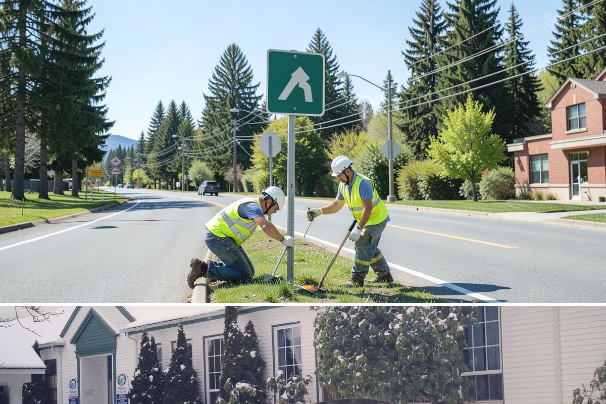 Sign Graffiti Removal in Pacific, King County, WA - Removal continues throughout the year, with traffic-control setups planned around daylight and lower-volume traffic periods.