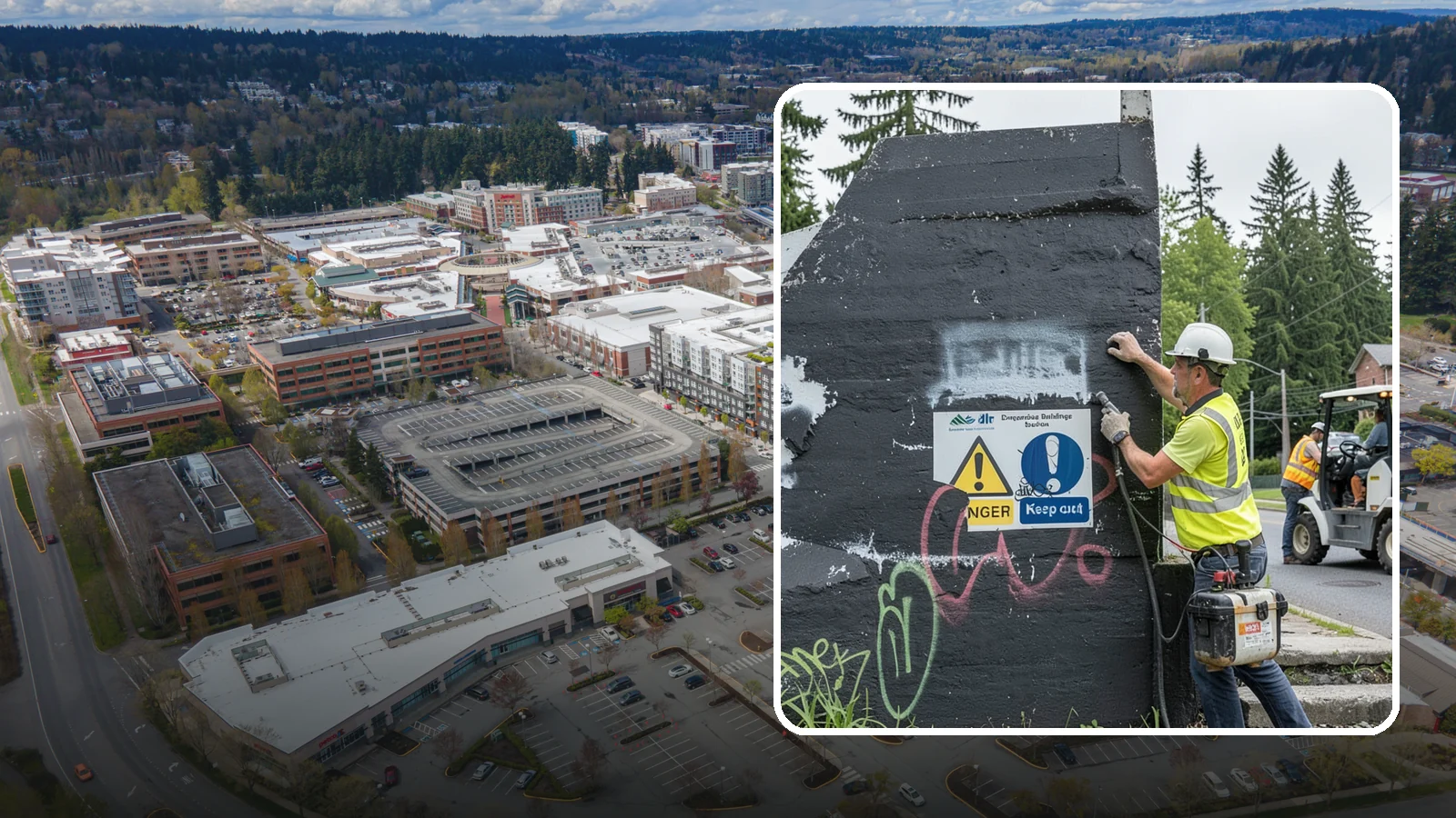 Sign Graffiti Removal in Redmond, King County, WA - Careful removal of graffiti from traffic, regulatory, and wayfinding signs without harming their reflectivity.