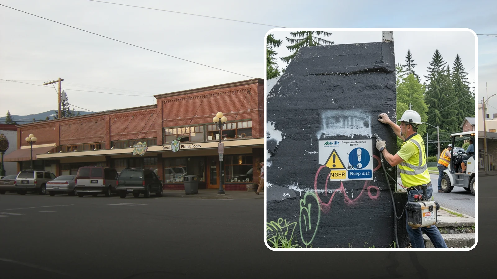 Sign Graffiti Removal in Sedro-Woolley, Skagit County, WA - Careful removal of graffiti from traffic, regulatory, and wayfinding signs without harming their reflectivity.