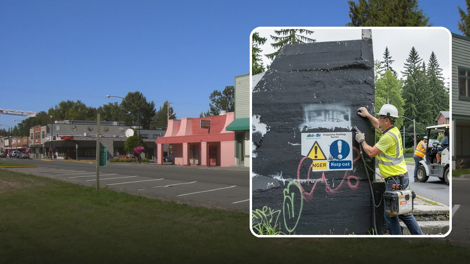 Sign Graffiti Removal in Snoqualmie, King County, WA - Careful removal of graffiti from traffic, regulatory, and wayfinding signs without harming their reflectivity.