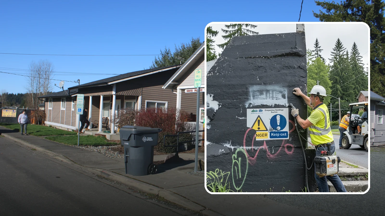 Sign Graffiti Removal in South Prairie, Pierce County, WA - Careful removal of graffiti from traffic, regulatory, and wayfinding signs without harming their reflectivity.
