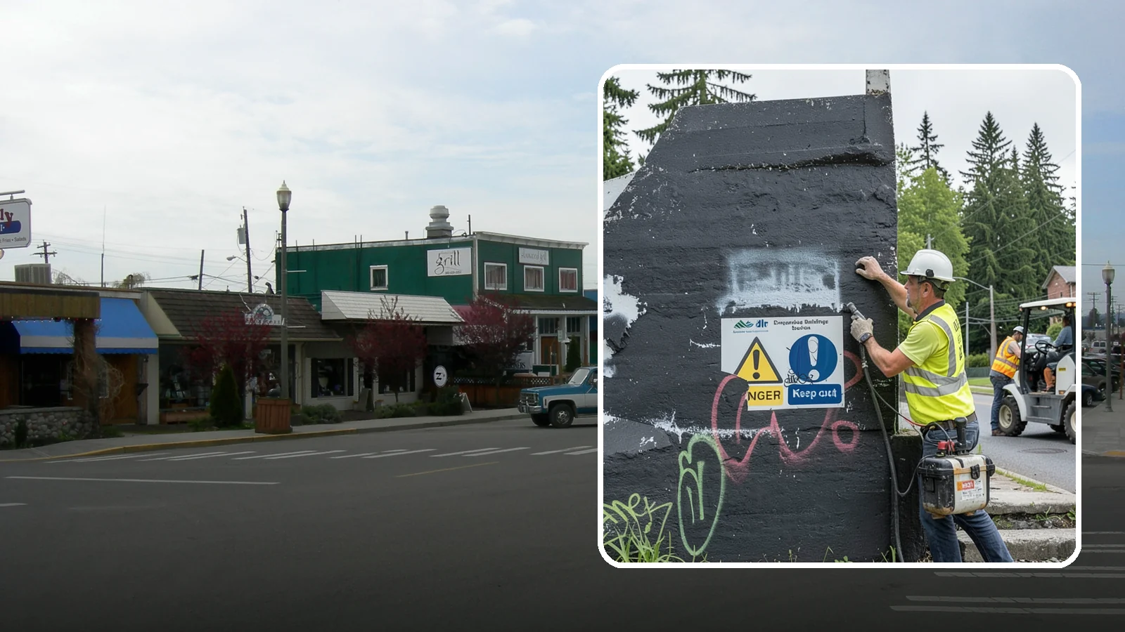 Sign Graffiti Removal in Stanwood, Snohomish County, WA - Careful removal of graffiti from traffic, regulatory, and wayfinding signs without harming their reflectivity.