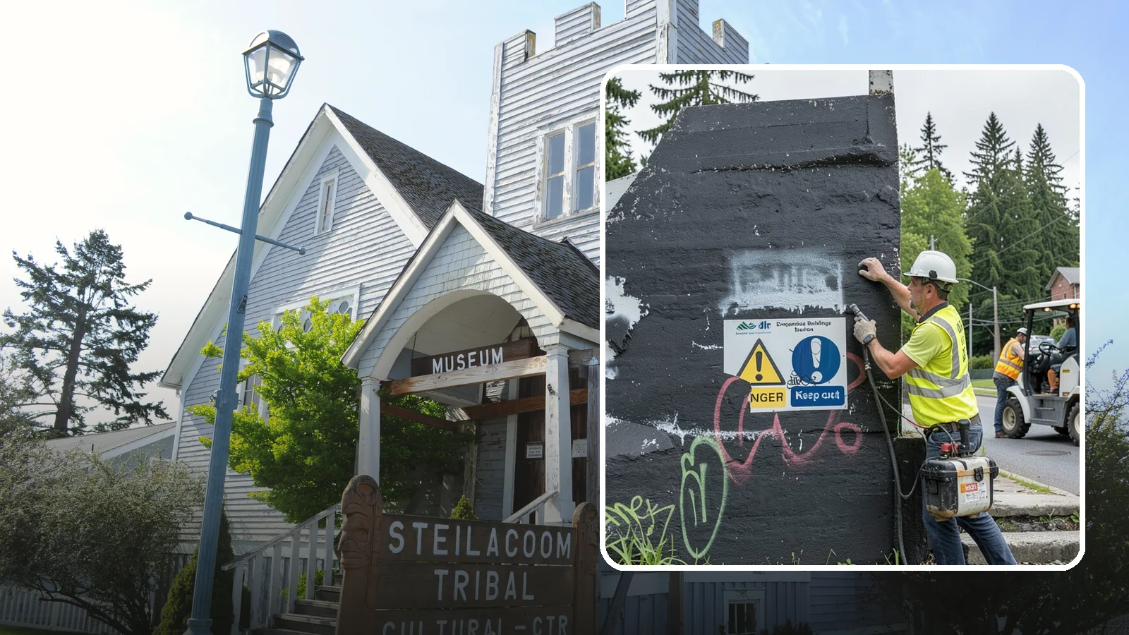 Sign Graffiti Removal in Steilacoom, Pierce County, WA - Careful removal of graffiti from traffic, regulatory, and wayfinding signs without harming their reflectivity.
