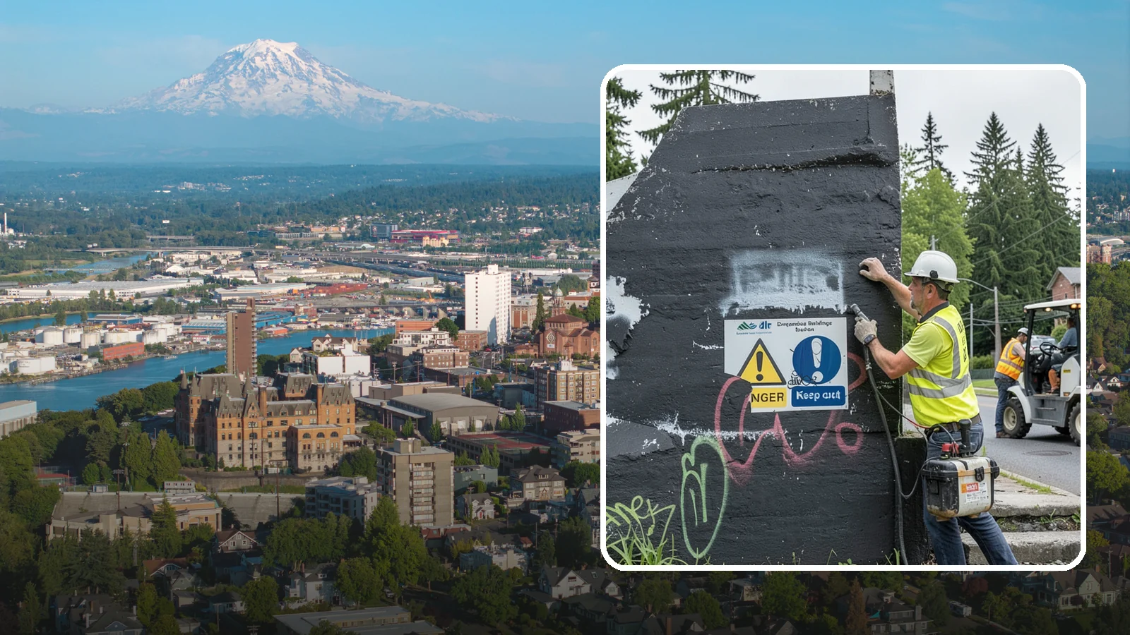 Sign Graffiti Removal in Tacoma, Pierce County, WA - Careful removal of graffiti from traffic, regulatory, and wayfinding signs without harming their reflectivity.