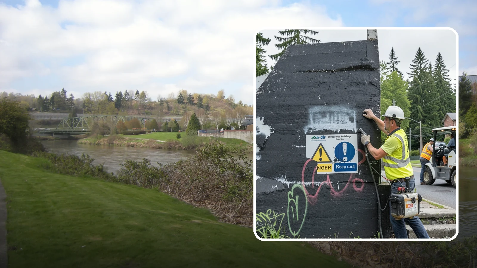 Sign Graffiti Removal in Tukwila, King County, WA - Careful removal of graffiti from traffic, regulatory, and wayfinding signs without harming their reflectivity.