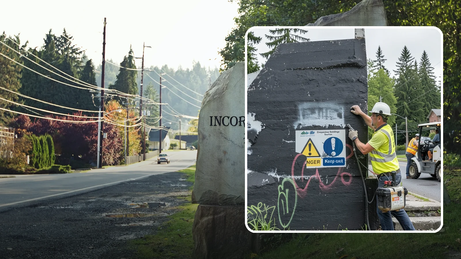 Sign Graffiti Removal in Wilkeson, Pierce County, WA - Careful removal of graffiti from traffic, regulatory, and wayfinding signs without harming their reflectivity.