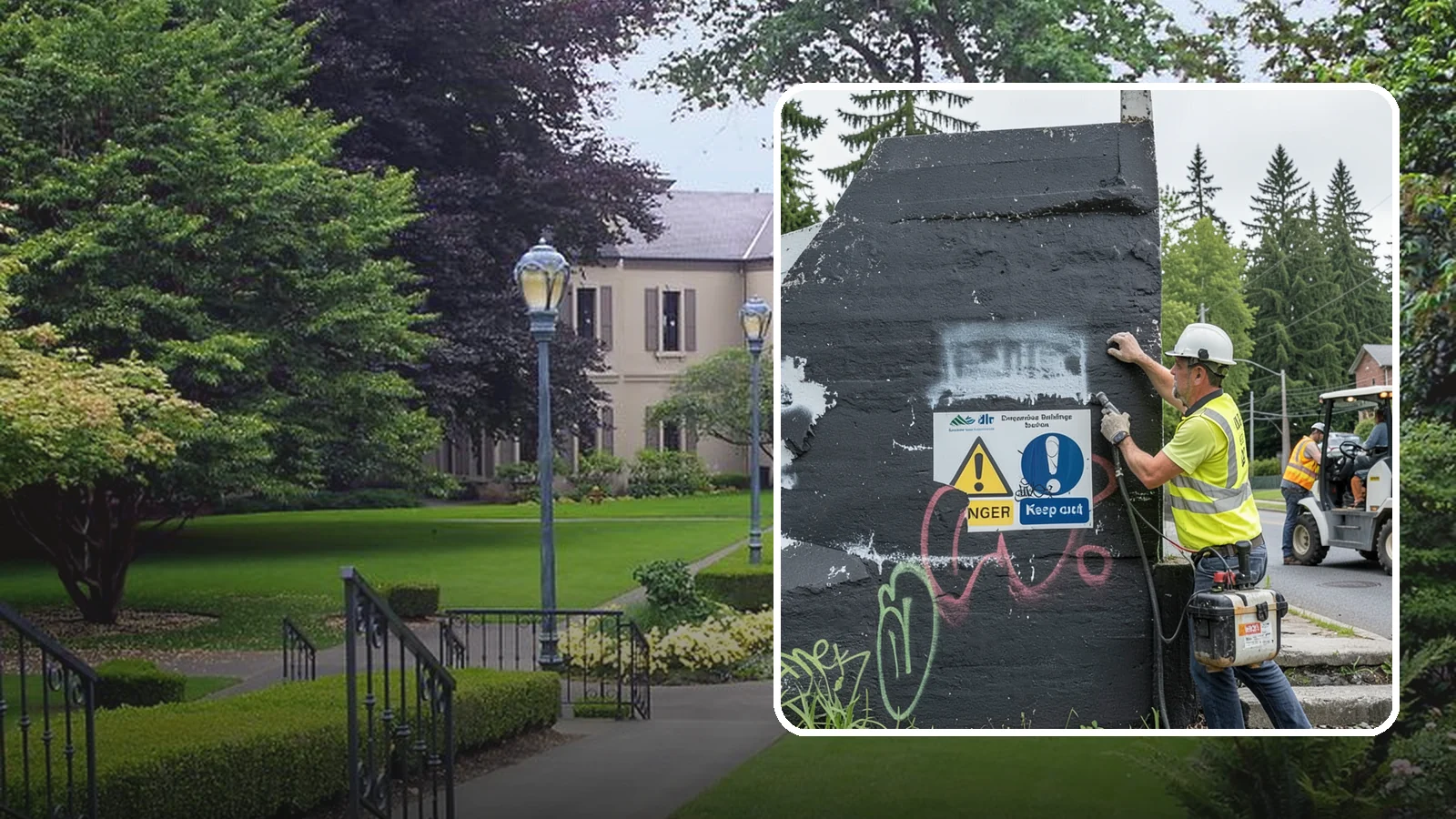 Sign Graffiti Removal in Woodinville, King County, WA - Careful removal of graffiti from traffic, regulatory, and wayfinding signs without harming their reflectivity.
